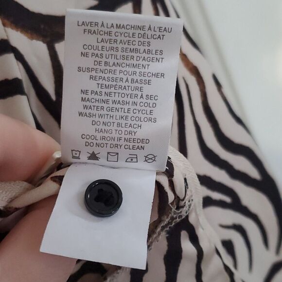 Rachel Zoe Zebra Cropped Ruched Long-Sleeve Blouse Small - Picture 8 of 13